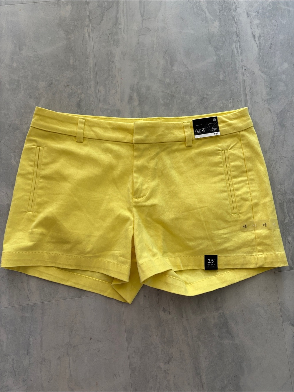 a.n.a. Shorts  Bright Yellow Twill  fitted waist/belt loops  women’s size 10 NWT